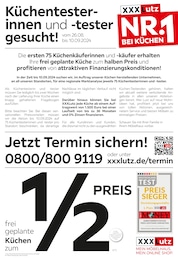 XXXLutz Möbelhäuser Prospekt für Xanten: "Küchentesterinnen und -tester gesucht!", 4 Seiten, 26.08.2024 - 22.09.2024