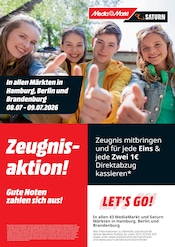 MediaMarkt Saturn Prospekt der aktuellen Woche, gültig von 08.07.2026 bis 09.07.2026 Aktueller MediaMarkt Saturn Prospekt "Zeugnisaktion!" mit 1 Seite