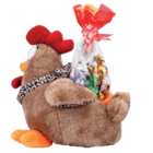 Peluche poule avec œufs en chocolat au lait en promo chez Lidl Reims à 7,99 €
