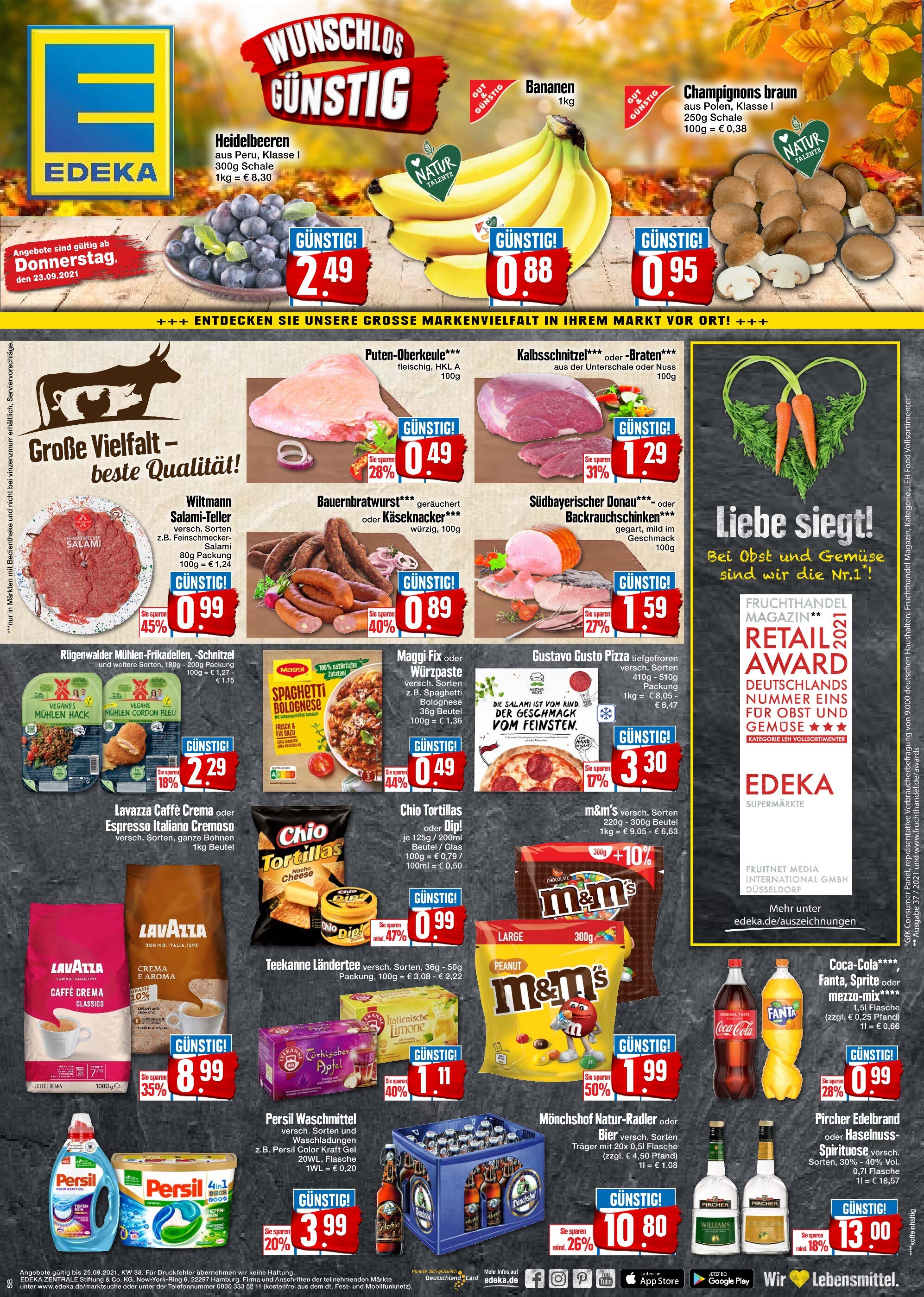 EDEKA Prospekt für Friedrichshafen mit 1 Seite EDEKA Prospekt für Friedrichshafen: "WUNSCHLOS GÜNSTIG", 1 Seite, 23.09.2021 - 25.09.2021