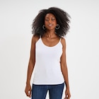 Débardeur coton bretelles réglables blanc femme - La Halle Débardeur coton bretelles réglables blanc femme à 3,99 € dans le catalogue La Halle