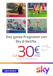 Sky Prospekt für Nürnberg mit 4 Seiten Sky Prospekt für Nürnberg: "Das ganze Programm von Sky & Netflix", 4 Seiten, 01.12.2022 - 31.12.2022