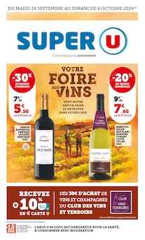 Prospectus Super U de la semaine "Votre foire aux vins" avec 1 pages, valide du 24/09/2024 au 06/10/2024 pour Angresse et alentours