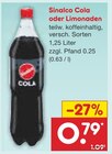 Cola oder Limonaden im Angebot bei Netto Marken-Discount in Dinslaken Cola oder Limonaden Angebote von Sinalco bei Netto Marken-Discount Dinslaken für 0,79 €