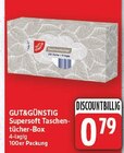 Supersoft Taschentücher-Box von GUT&GÜNSTIG für 0,79 € bei E center im Angebot Supersoft Taschentücher-Box von GUT&GÜNSTIG im aktuellen E center Prospekt
