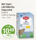 BIO LACTANA Bio Folgemilch im V-Markt Prospekt BIO LACTANA Bio Folgemilch von Töpfer im aktuellen V-Markt Prospekt für 10,49 €