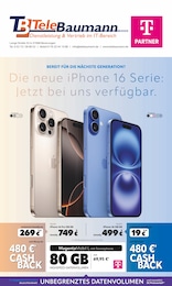 Telebaumann Prospekt für Hofgeismar: "BEREIT FÜR DIE NÄCHSTE GENERATION? Die neue iPhone 16 Serie: Jetzt bei uns verfügbar.", 8 Seiten, 01.10.2024 - 31.10.2024