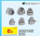Adaptateur voyage universel 5 prises 100 pays - Zenitech en promo chez Intermarché Adaptateur voyage universel 5 prises 100 pays - Zenitech dans le catalogue Intermarché