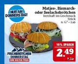Matjes-, Bismarck- oder Seelachsbrötchen im Angebot bei Marktkauf in Altenburg Matjes-, Bismarck- oder Seelachsbrötchen Angebote bei Marktkauf Altenburg für 2,49 €