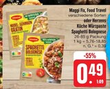 Aktuelles Fix, Food Travel verschiedene Sorten oder Herzens Küche Würzpaste Spaghetti Bolognese Angebot bei E center in Erlangen ab 0,49 €