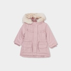 Manteau à capuche fausse fourrure rose pastel bébé fille en promo chez La Halle Manteau à capuche fausse fourrure rose pastel bébé fille dans le catalogue La Halle