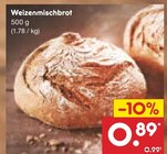 Aktuelle Brot Angebote bei Netto Marken-Discount in Solingen (Klingenstadt) Aktuelles Weizenmischbrot Angebot bei Netto Marken-Discount in Solingen (Klingenstadt) ab 0,89 €