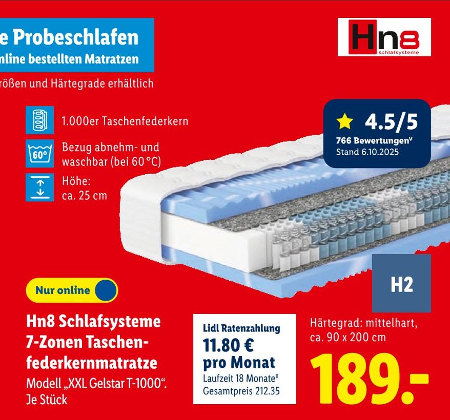 7-Zonen Taschenfederkernmatratze