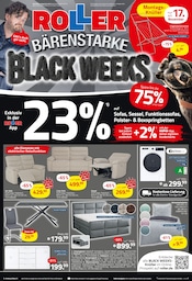 Bettwäsche im ROLLER Prospekt in Dorsten Aktueller ROLLER Prospekt mit Bettwäsche, "BÄRENSTARKE BLACK WEEKS", Seite 1