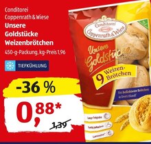 Unsere Goldstücke Weizenbrötchen bei ALDI SÜD in Frankfurt Unsere Goldstücke Weizenbrötchen im Angebot bei ALDI SÜD Frankfurt für 0,88 €