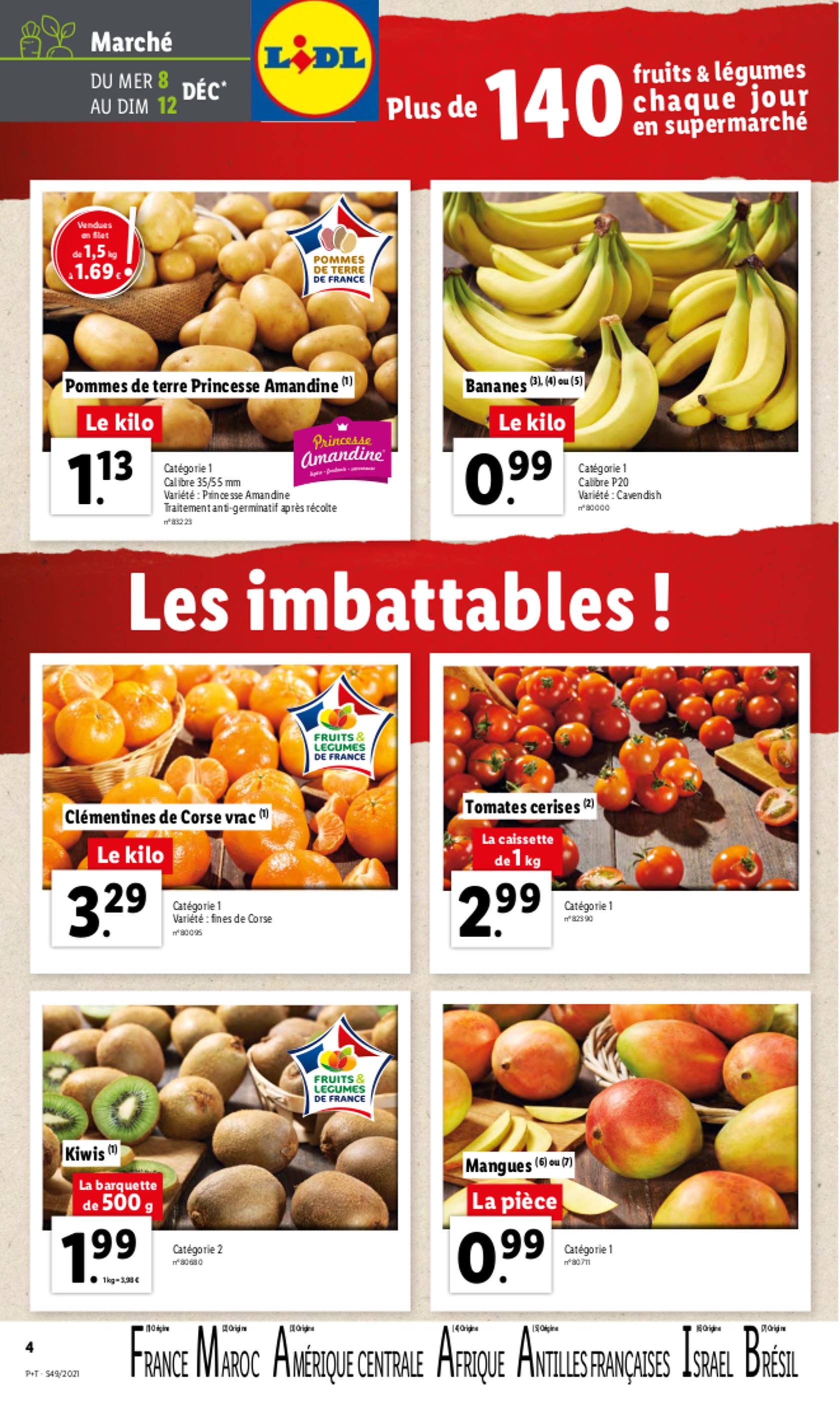 Catalogue Lidl à Cagnes-sur-Mer, avec 1 page Prospectus Lidl à Cagnes-sur-Mer, "Les imbattables !", 1 page, 08/12/2021 - 14/12/2021
