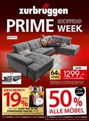 Polstermöbel im Zurbrüggen Prospekt in Gelsenkirchen Aktueller Zurbrüggen Prospekt mit Polstermöbel, "PRIME SHOPPING WEEK", Seite 1