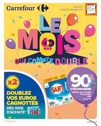 Prospectus Carrefour à Carcans, "Le mois qui compte double", 48 pages, 12/09/2023 - 25/09/2023