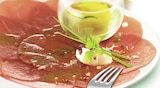 Carpaccio de bœuf huile d’olive citron ou huile d’olive basilic parmesan - Tendre et plus à 4,99 € dans le catalogue Géant Casino