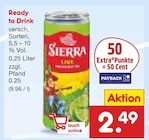 Ready to Drink im Angebot bei Netto Marken-Discount in Mülheim Ready to Drink Angebote von Sierra bei Netto Marken-Discount Mülheim für 2,49 €