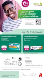 mea - meine apotheke Apotheken Prospekt der aktuellen Woche mit 4 Seiten, gültig von 01.06.2026 bis 30.06.2026, in Steinen und Umgebung Aktueller mea - meine apotheke Apotheken Prospekt in Steinen und Umgebung, "Unsere Juni-Angebote" mit 4 Seiten, 01.06.2026 - 30.06.2026