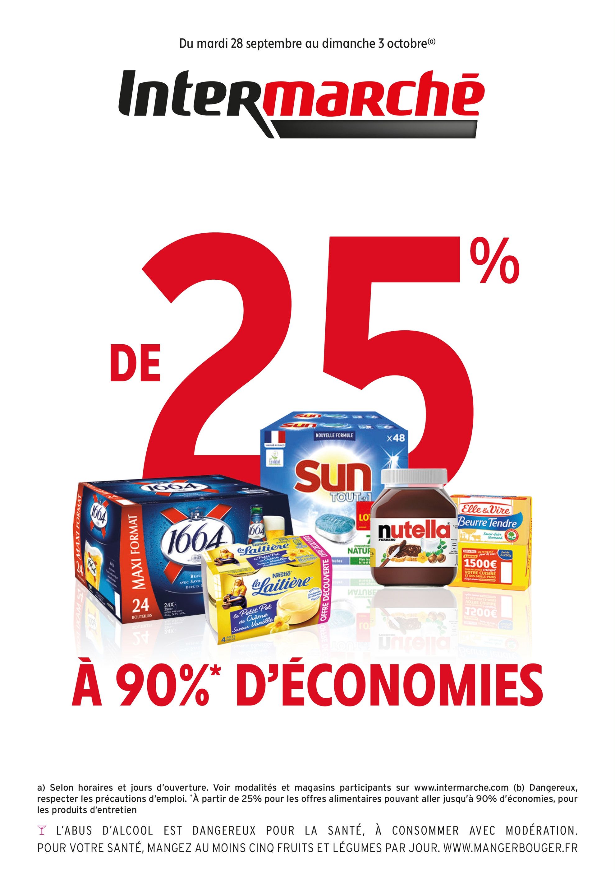 Catalogue Intermarché à Paris, avec 8 pages Prospectus Intermarché à Paris, "De 25% à 90% d'économies", 8 pages, 28/09/2021 - 03/10/2021