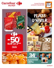 Promos Saucisse dans le catalogue "PLATS D’HIVER" de Carrefour Market à la page 1 Promos Saucisse dans le catalogue "PLATS D’HIVER" de Carrefour Market à la page 1