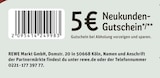 REWE Waldkappel - 5 € Neukunden-Gutschein Angebot im Prospekt 5 € Neukunden-Gutschein bei REWE im Waldkappel Prospekt für