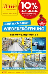 Netto Marken-Discount Prospekt für Train mit 4 Seiten Netto Marken-Discount Prospekt für Train: "Wiedereröffnung - 10% auf ALLES", 4 Seiten, 25.08.2026 - 29.08.2026
