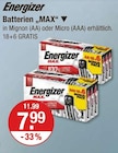 Batterien „MAX“ im V-Markt Prospekt Batterien „MAX“ von Energizer im aktuellen V-Markt Prospekt für 7,99 €
