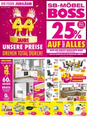 SB Möbel Boss Möbel & Einrichtung Prospekt der aktuellen Woche mit 2 Seiten, gültig von 26.09.2026 bis 05.10.2026, in Rostock und Umgebung Aktueller SB Möbel Boss Möbel & Einrichtung Prospekt in Rostock und Umgebung, "Wir feiern Jubiläum!" mit 2 Seiten, 26.09.2026 - 05.10.2026