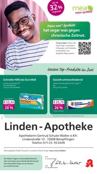mea - meine apotheke Prospekt der KW 22 "Unsere Juni-Angebote" Aktueller mea - meine apotheke Prospekt "Unsere Juni-Angebote" Seite 1 von 4 Seiten