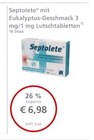 Septolete mit Eukalyptus-Geschmack 3 mg/1 mg Lutschtabletten bei LINDA Premiumapotheke im Gladbeck Prospekt für 6,98 €