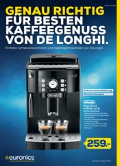 Kaffeeautomat im EURONICS Prospekt in Frankfurt Aktueller EURONICS Prospekt mit Kaffeeautomat, "GENAU RICHTIG FÜR BESTEN KAFFEEGENUSS VON DeLONGHI", Seite 1