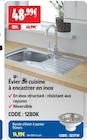 Évier de cuisine à encastrer en inox en promo chez Screwfix Calais à 48,99 €