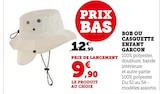 Bob ou casquette enfant garcon en promo chez Hyper U Sucy-en-Brie à 9,90 €