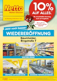 Netto Marken-Discount Prospekt für Baumholder und Umgebung: „Wiedereröffnung - 10% AUF ALLES.“, 6 Seiten, 25.02.2025 - 01.03.2025