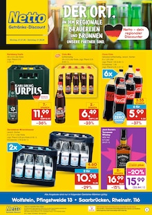 Coca Cola im Netto Marken-Discount Prospekt "DER ORT, AN DEM DU IMMER AUSGEZEICHNETE PREISE FINDEST." mit 2 Seiten (Völklingen)