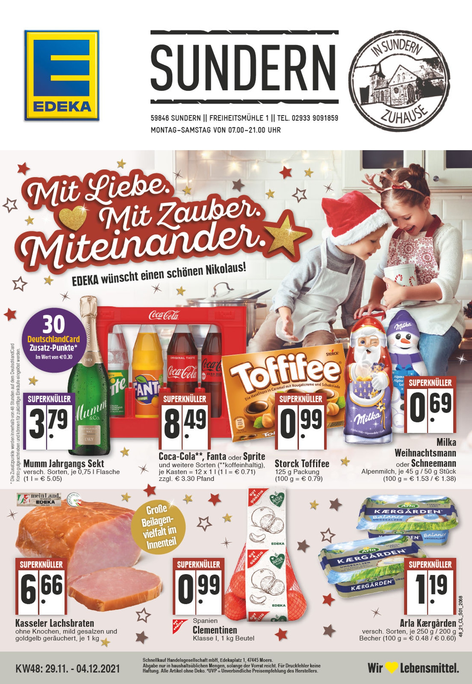 EDEKA Prospekt für Sundern mit 24 Seiten EDEKA Prospekt für Sundern: "Aktuelle Angebote", 24 Seiten, 29.11.2021 - 04.12.2021