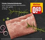 Aktuelles Frischer Schweinerückenbraten natur Angebot bei REWE in Duisburg ab 0,69 €