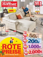 Polstermöbel im Höffner Prospekt in Cottbus Aktueller Höffner Prospekt mit Polstermöbel, "ROTE PREISE STATT HEISSE REISE", Seite 1