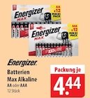 Energizer Max Alkaline AA oder AAA bei famila Nordost im Uetze Prospekt für 4,44 €