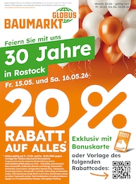 Globus-Baumarkt Prospekt für Rostock: "Nach dem Feiertag so richtig sparen!", 4 Seiten, 15.05.2026 - 16.05.2026