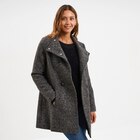 Manteau droit mi-long col montant doublé gris foncé femme - La Halle à Aulnay-sous-Bois Manteau droit mi-long col montant doublé gris foncé femme en promo chez La Halle Aulnay-sous-Bois à 69,99 €