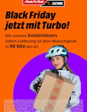 Aktueller MediaMarkt Saturn Elektromärkte Prospekt in Stößen und Umgebung, "Black Friday jetzt mit Turbo!" mit 1 Seite, 27.11.2025 - 01.12.2025