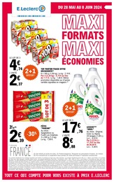 Prospectus Supermarchés de E.Leclerc à Chouzy-sur-Cissé: "Maxi formats, maxi économies", 1 page, 28/05/2024 - 08/06/2024