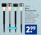 Solar-Gartenleuchte im ALDI SÜD Prospekt Solar-Gartenleuchte von CASALUX im aktuellen ALDI SÜD Prospekt für 2,99 €
