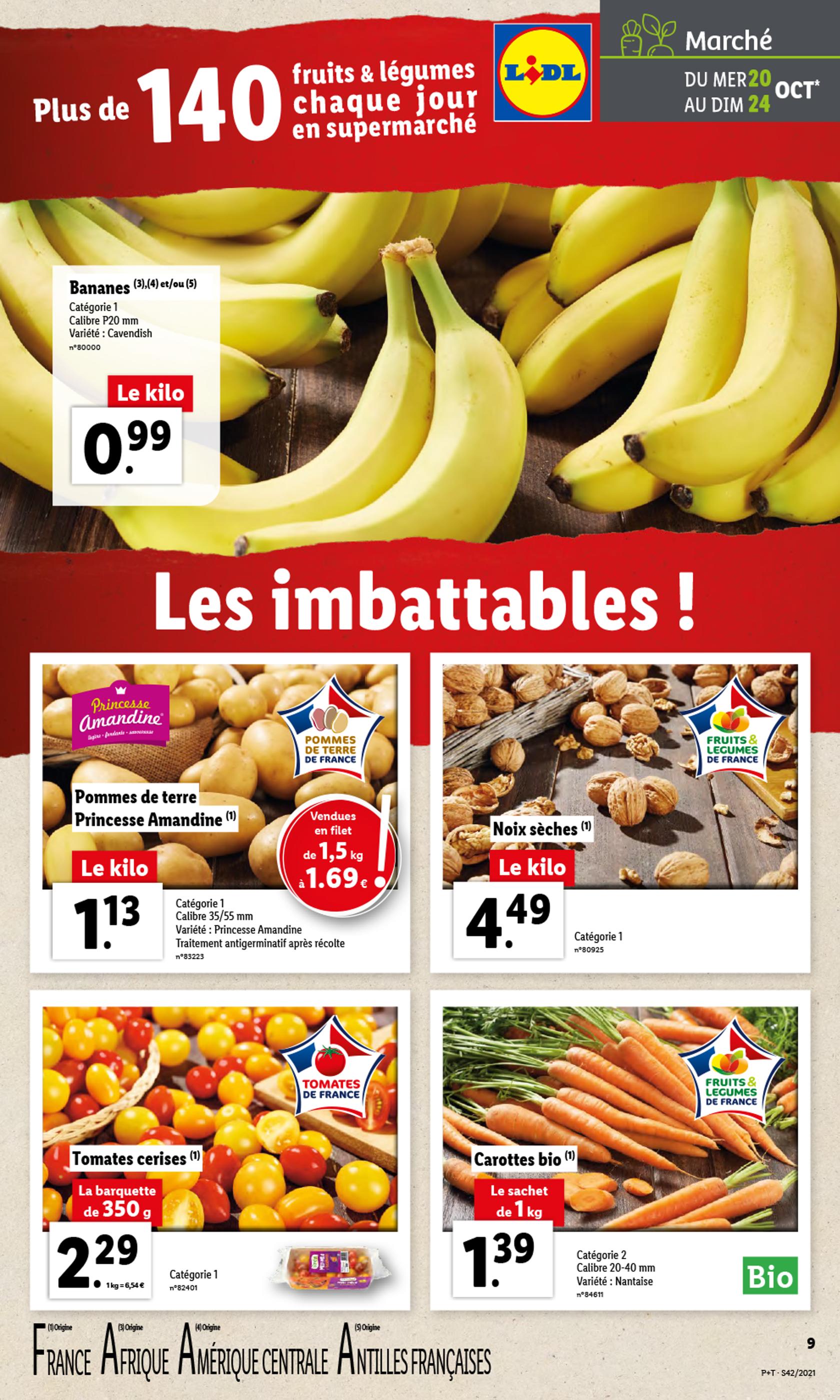 Catalogue Lidl à Aubagne, avec 1 page Prospectus Lidl à Aubagne, "Les imbattables !", 1 page, 20/10/2021 - 26/10/2021