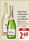 Sekt halbtrocken oder Light Live alkoholfrei Angebote von Faber bei EDEKA Pforzheim für 2,69 €