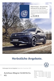 Volkswagen Prospekt für Herrsching (Ammersee) mit 1 Seite Volkswagen Prospekt für Herrsching (Ammersee): "Herbstliche Angebote.", 1 Seite, 01.09.2025 - 30.11.2025